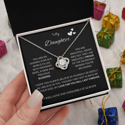 To My "Proud Daughter" Necklace (Black Message Card)