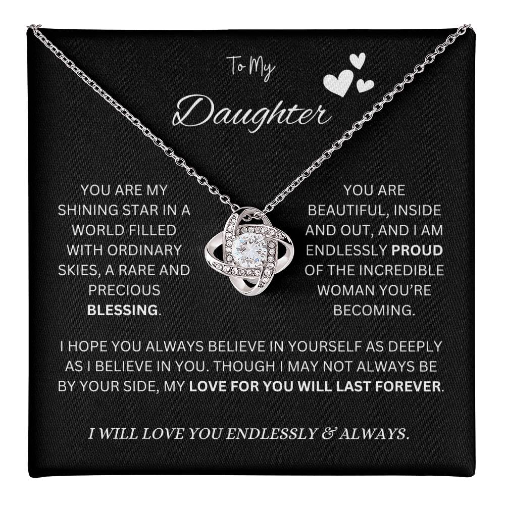 To My "Proud Daughter" Necklace (Black Message Card)