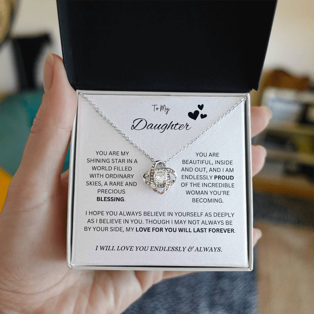 To My "Proud Daughter" Necklace (White Message Card)