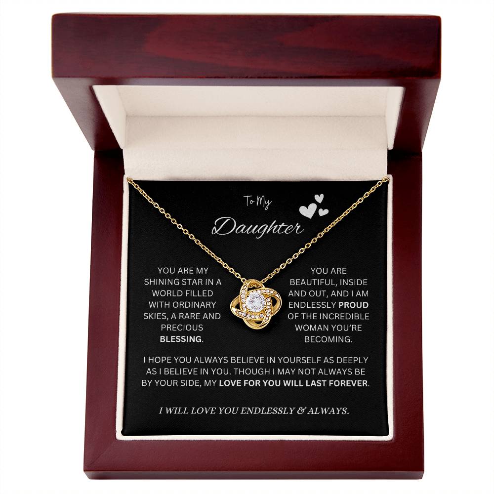 To My "Proud Daughter" Necklace (Black Message Card)