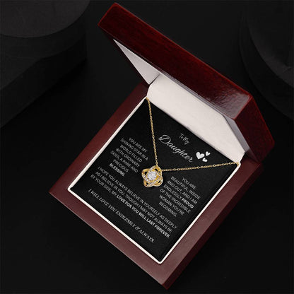 To My "Proud Daughter" Necklace (Black Message Card)