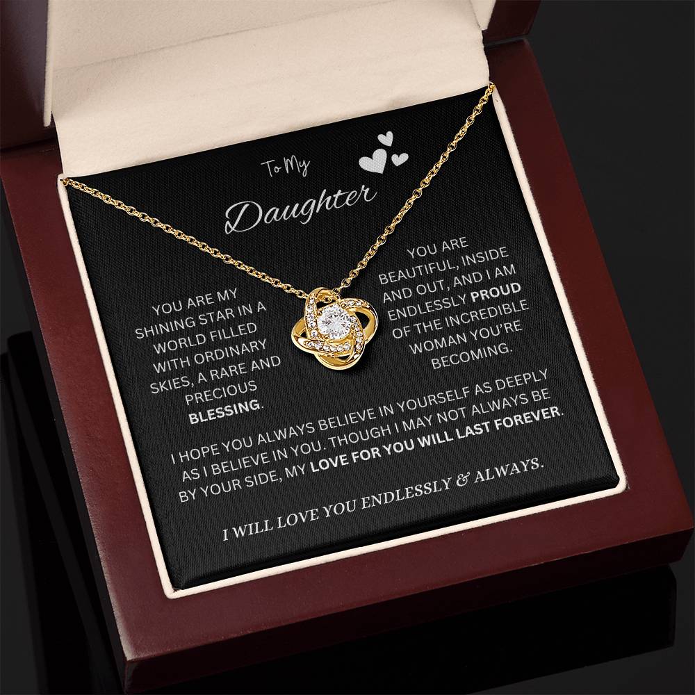 To My "Proud Daughter" Necklace (Black Message Card)