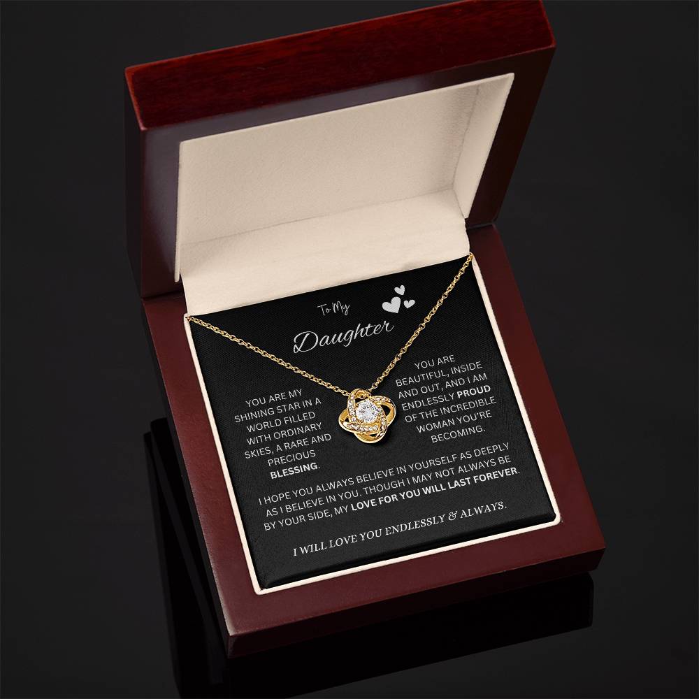 To My "Proud Daughter" Necklace (Black Message Card)