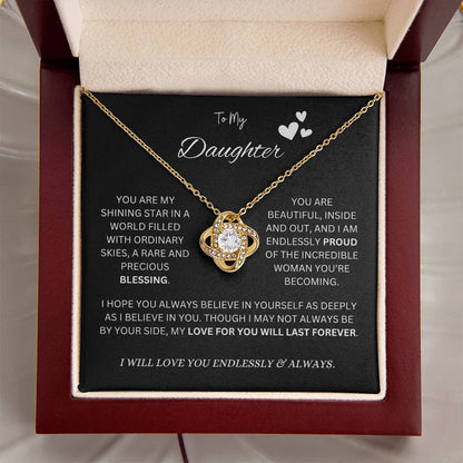 To My "Proud Daughter" Necklace (Black Message Card)