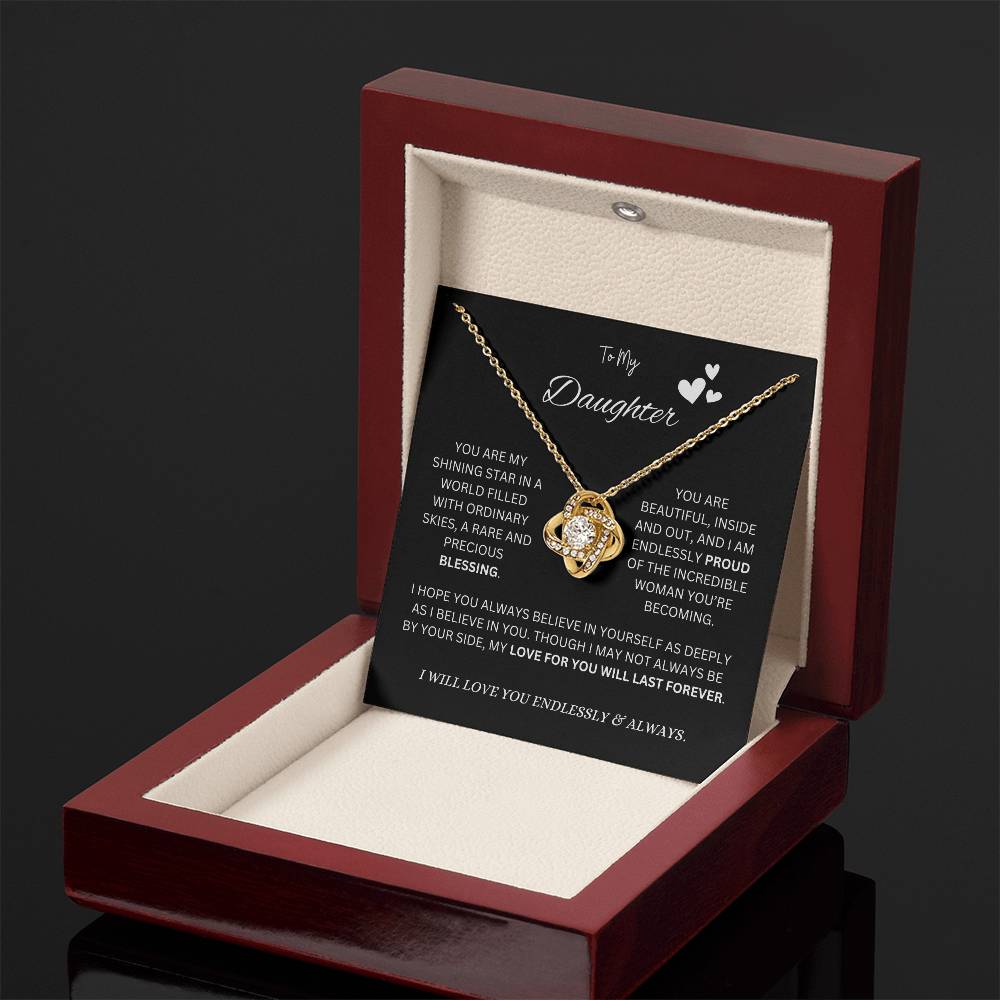 To My "Proud Daughter" Necklace (Black Message Card)