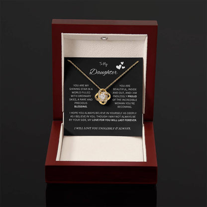 To My "Proud Daughter" Necklace (Black Message Card)