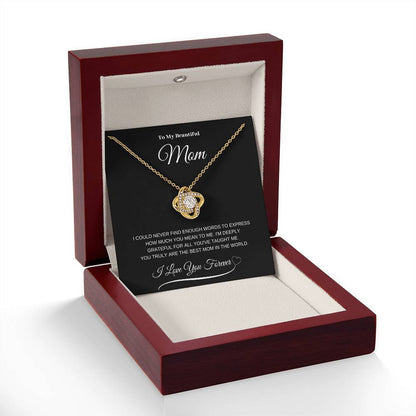 To My Beautiful Mom" Necklace – A Gift of Eternal Love (Black Message Card)