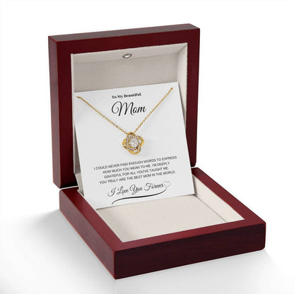 To My Beautiful Mom" Necklace – A Gift of Eternal Love (White Message Card)