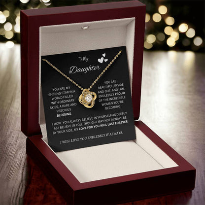 To My "Proud Daughter" Necklace (Black Message Card)