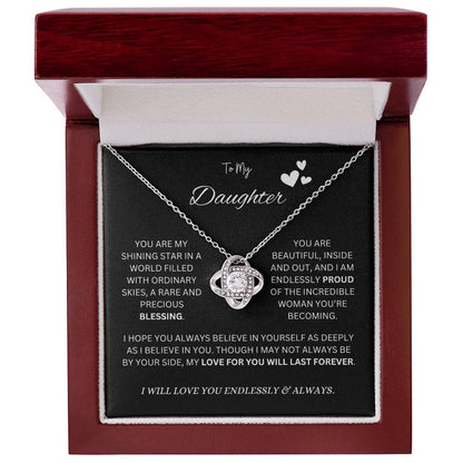 To My "Proud Daughter" Necklace (Black Message Card)