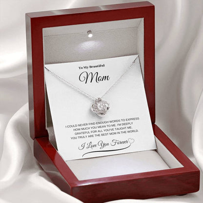 To My Beautiful Mom" Necklace – A Gift of Eternal Love (White Message Card)