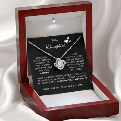 To My "Proud Daughter" Necklace (Black Message Card)