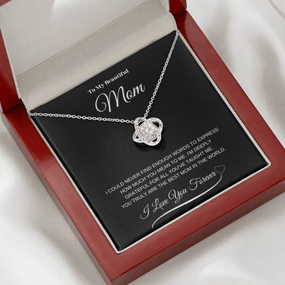 To My Beautiful Mom" Necklace – A Gift of Eternal Love (Black Message Card)