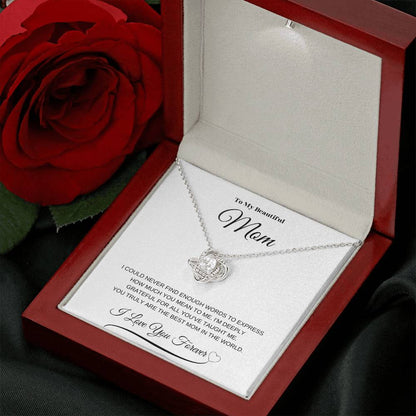 To My Beautiful Mom" Necklace – A Gift of Eternal Love (White Message Card)