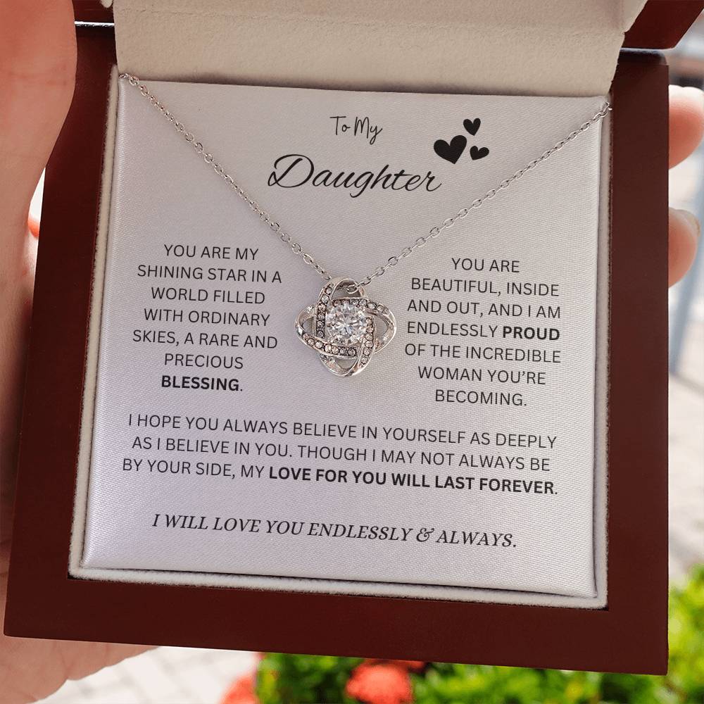 To My "Proud Daughter" Necklace (White Message Card)