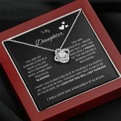 To My "Proud Daughter" Necklace (Black Message Card)