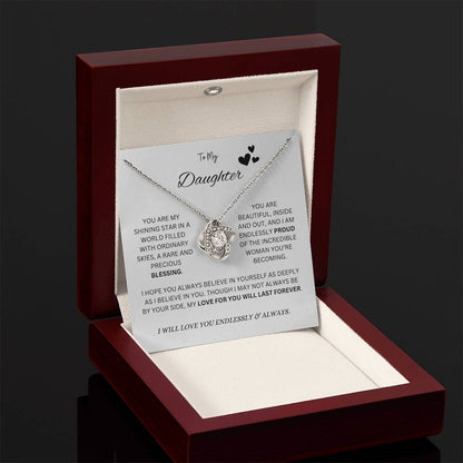 To My "Proud Daughter" Necklace (White Message Card)