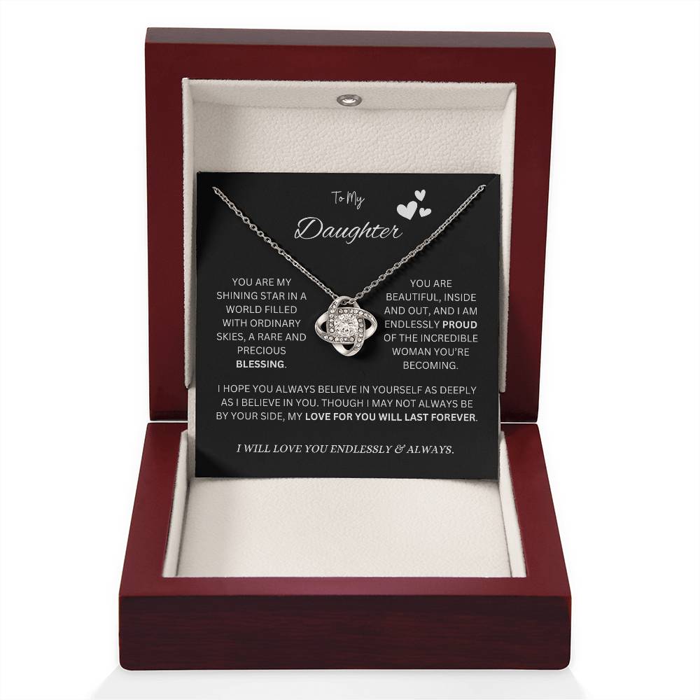 To My "Proud Daughter" Necklace (Black Message Card)