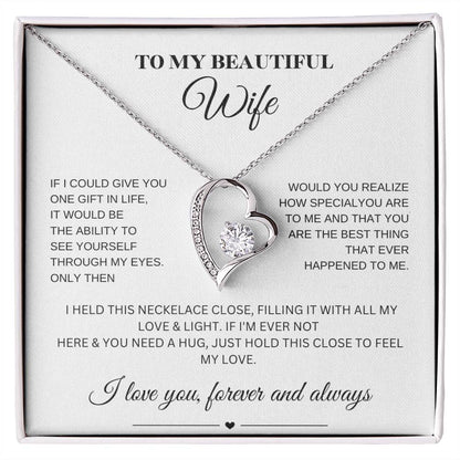 Forever Love Necklace for My Wife – A Symbol of Eternal Love & Devotion (White Message Card)