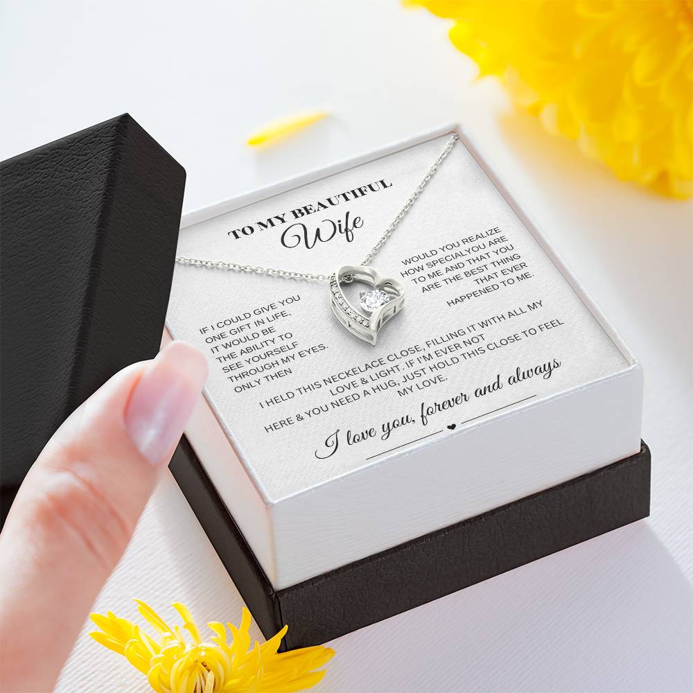 Forever Love Necklace for My Wife – A Symbol of Eternal Love & Devotion (White Message Card)