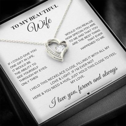 Forever Love Necklace for My Wife – A Symbol of Eternal Love & Devotion (White Message Card)