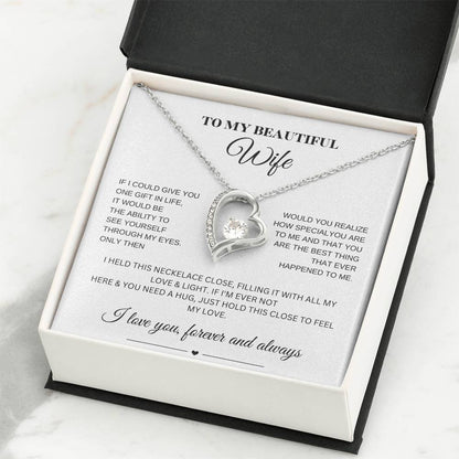 Forever Love Necklace for My Wife – A Symbol of Eternal Love & Devotion (White Message Card)