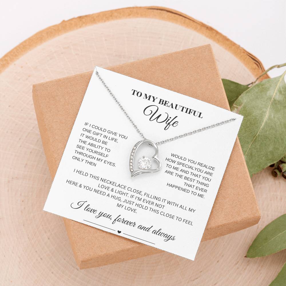 Forever Love Necklace for My Wife – A Symbol of Eternal Love & Devotion (White Message Card)