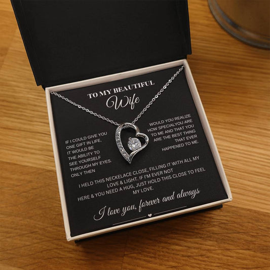 Forever Love Necklace for My Wife – A Symbol of Eternal Love & Devotion (Black Message Card)