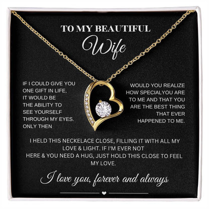 Forever Love Necklace for My Wife – A Symbol of Eternal Love & Devotion (Black Message Card)