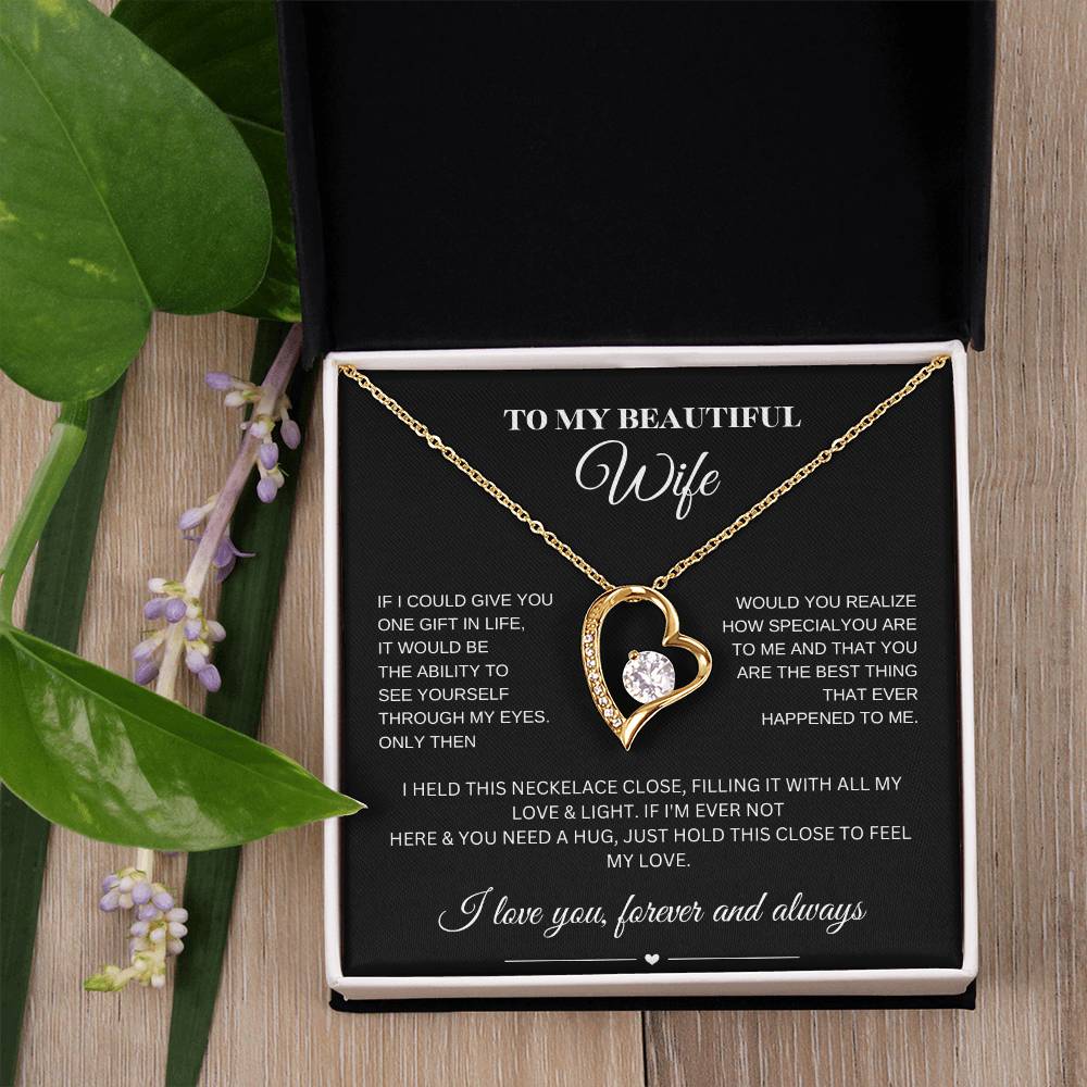 Forever Love Necklace for My Wife – A Symbol of Eternal Love & Devotion (Black Message Card)