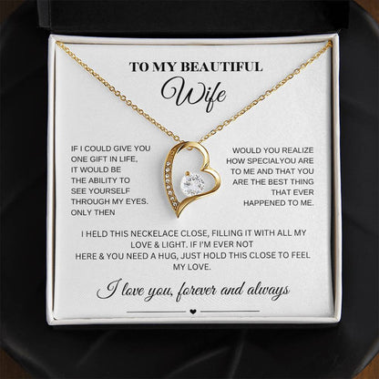 Forever Love Necklace for My Wife – A Symbol of Eternal Love & Devotion (White Message Card)