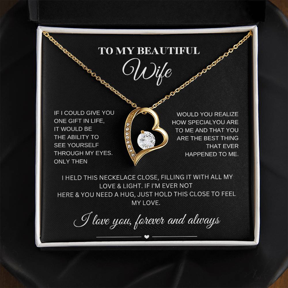 Forever Love Necklace for My Wife – A Symbol of Eternal Love & Devotion (Black Message Card)