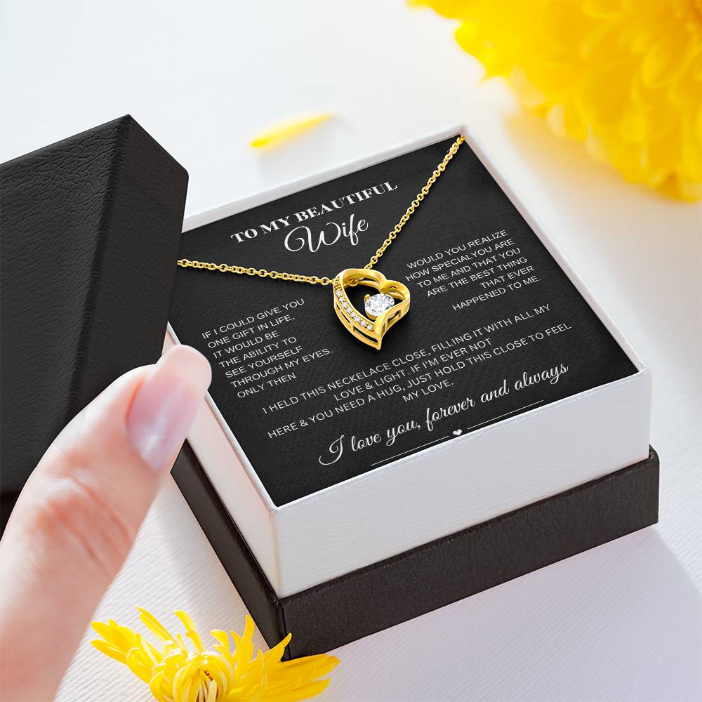 Forever Love Necklace for My Wife – A Symbol of Eternal Love & Devotion (Black Message Card)