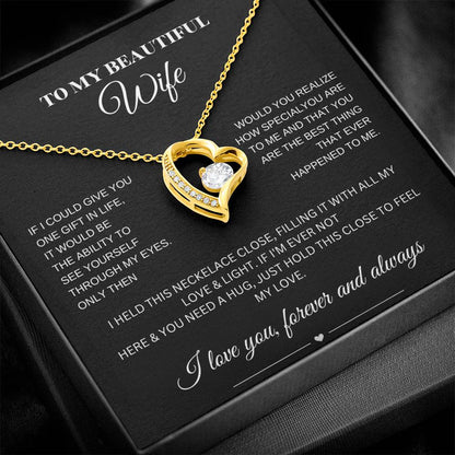 Forever Love Necklace for My Wife – A Symbol of Eternal Love & Devotion (Black Message Card)