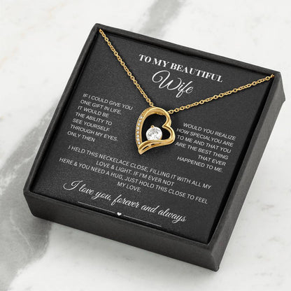 Forever Love Necklace for My Wife – A Symbol of Eternal Love & Devotion (Black Message Card)