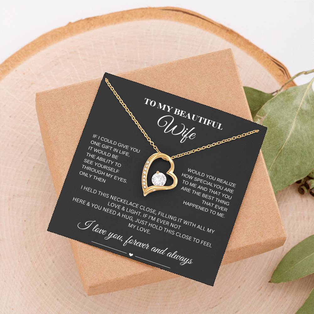 Forever Love Necklace for My Wife – A Symbol of Eternal Love & Devotion (Black Message Card)