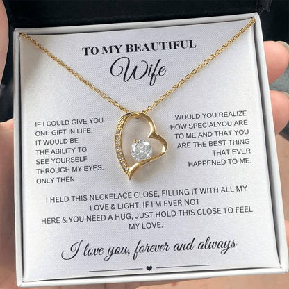 Forever Love Necklace for My Wife – A Symbol of Eternal Love & Devotion (White Message Card)